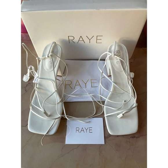 RAYE Reeves Heels in White Leather 7.5 with box Womens Sandals - Picture 5 of 11